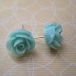 Aqua Flower Post Earrings