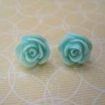 Aqua Flower Post Earrings