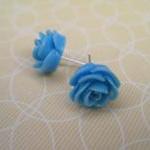 Blue Flower Post Earrings
