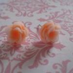 Peaches And Cream Flower Post Earrings