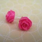 Pink Flower Post Earrings