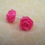 Pink Flower Post Earrings