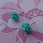 Aqua Flowers Post Earrings