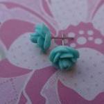 Aqua Flowers Post Earrings