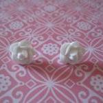 White Flower Post Earrings