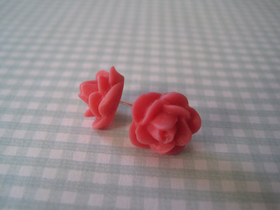 Coral Flower Post Earrings